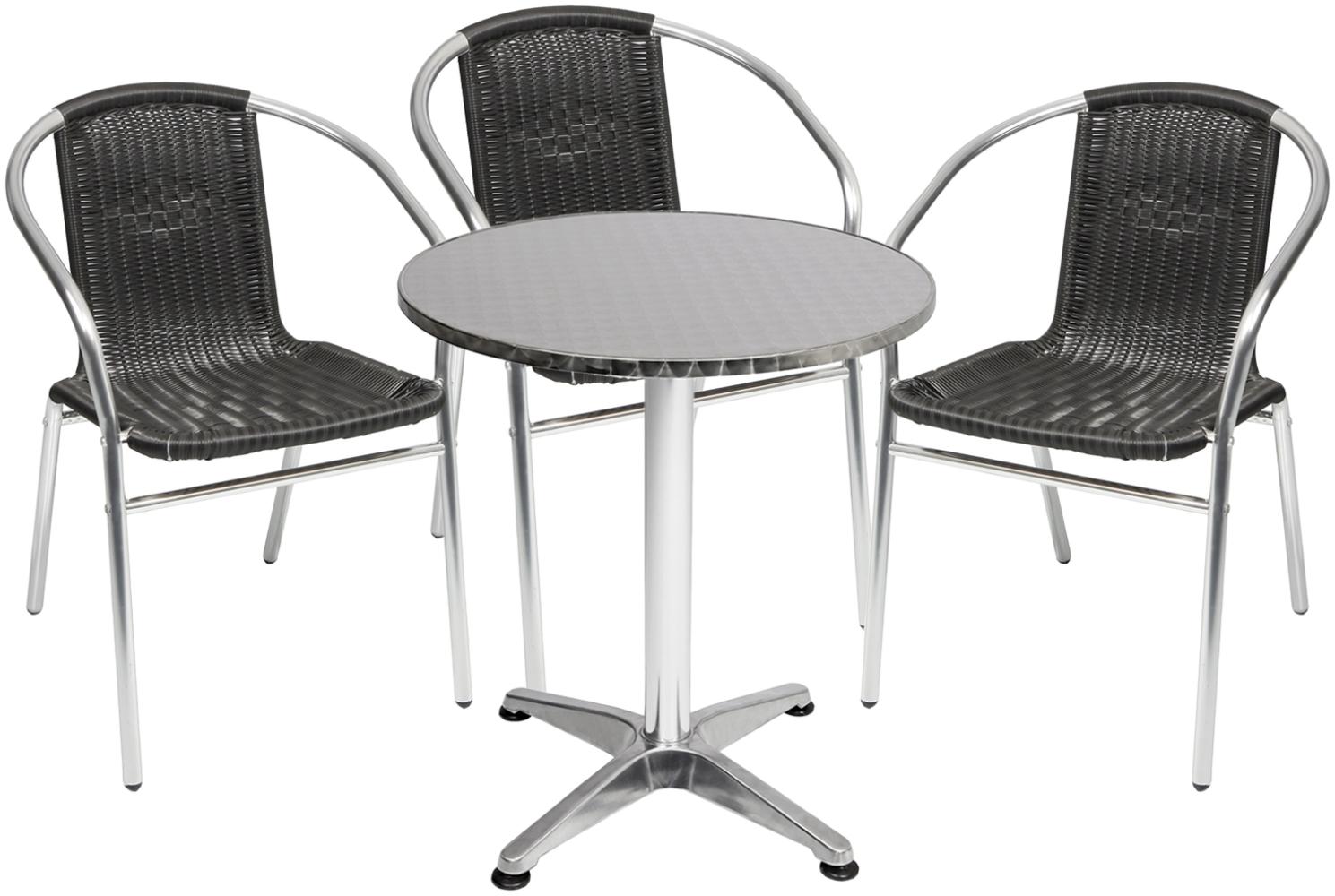 Bistrogarnitur 4-teilig Aluminium - Rattan / Schwarz Bild 1