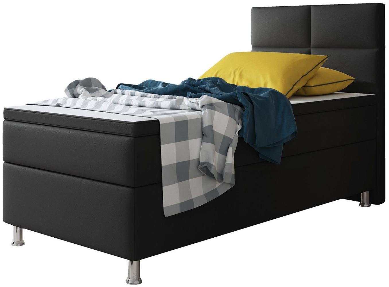 Boxspringbett Miami 90x200 cm Kunstleder schwarz Bild 1