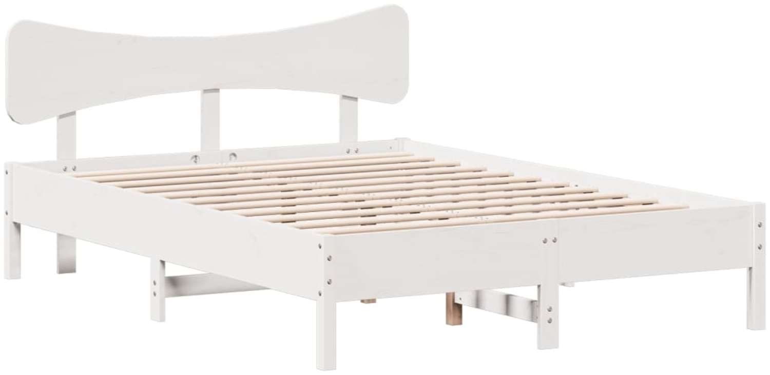 vidaXL Massivholzbett ohne Matratze Weiß 120x190 cm Kiefernholz 3328251 Bild 1