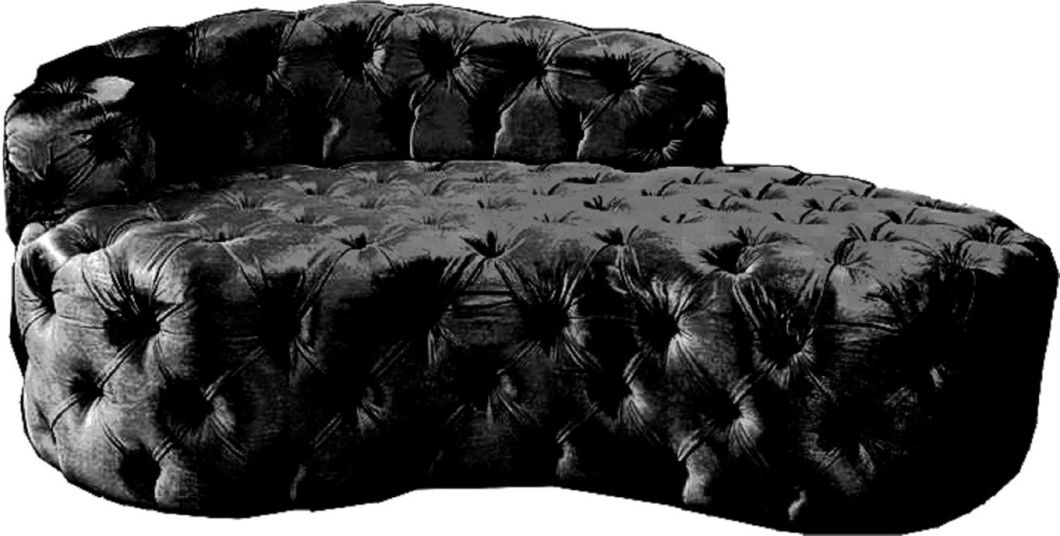 Casa Padrino Luxus Chesterfield Samt Chaiselongue Schwarz Bild 1