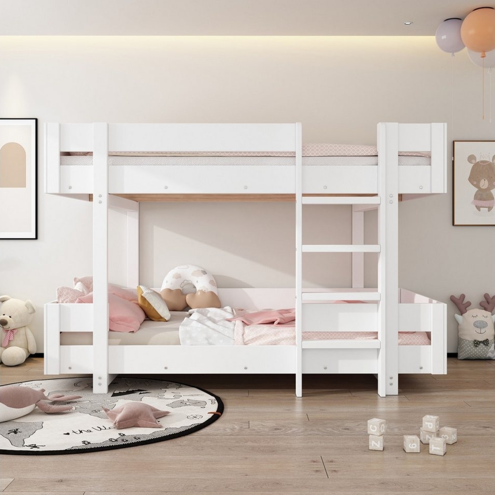 Flieks Etagenbett, Massivholz Kinderbett Hochbett 90x200cm mit Leiter und Lattenrost Bild 1