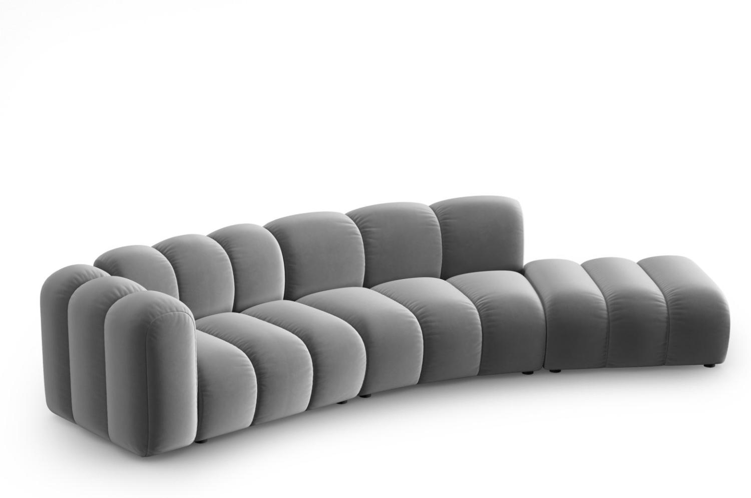 Micadoni Modulares Sofa Lupine 5-Sitzer Rechts Samtstoff Grau Bild 1