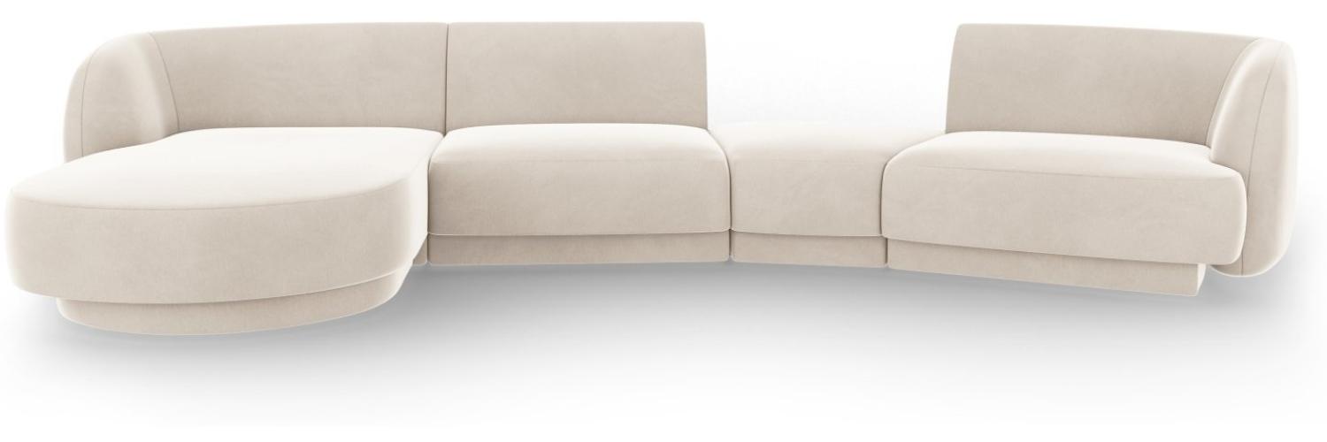 Micadoni Modulares Sofa Miley mit Recamiere 4-Sitzer Links Samtstoff Helles Beige Bild 1