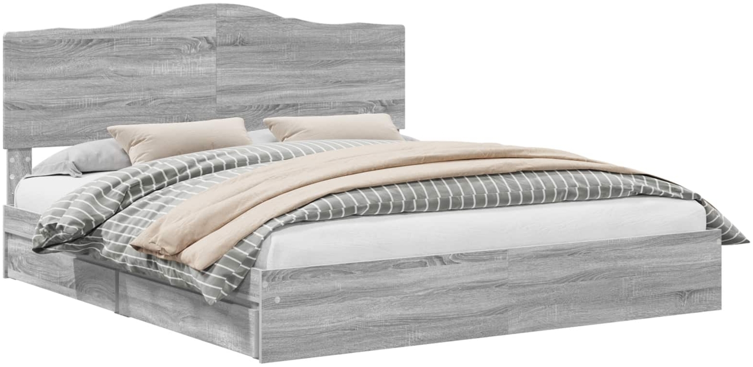 vidaXL Aufbewahrungsbett Graues Sonoma 200x200 cm Holzwerkstoff 3413476 Bild 1