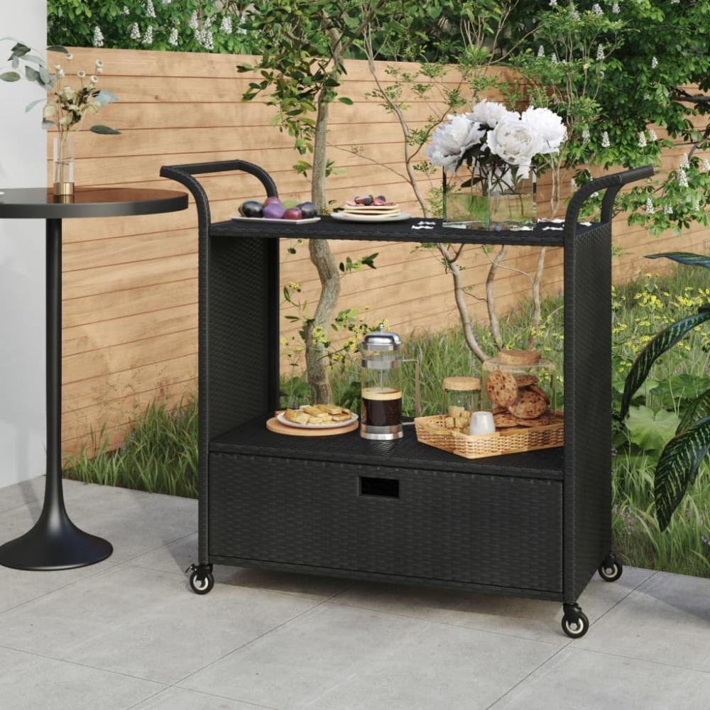 vidaXL Barwagen mit Schublade Schwarz 100x45x97 cm Poly Rattan 316663 Bild 1