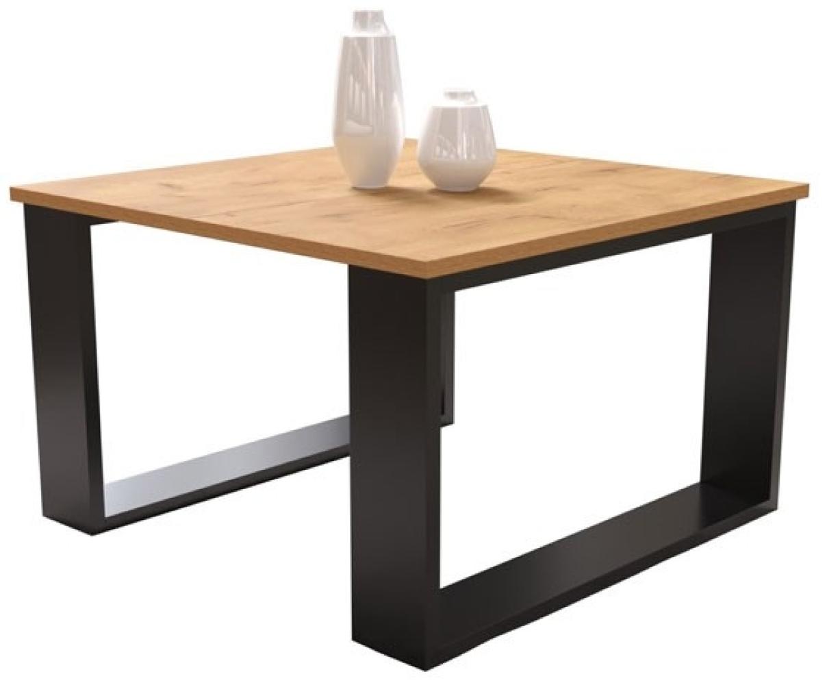 Couchtisch "Merc" Wohnzimmertisch 65x65 cm Gold Craft Eiche schwarz Bild 1