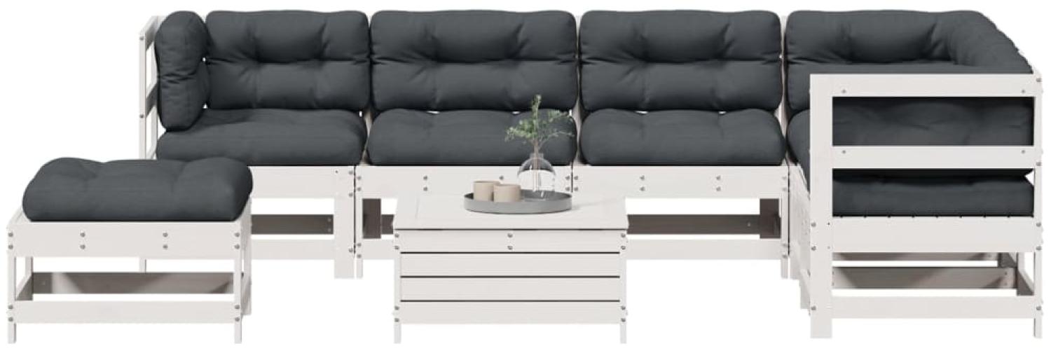 vidaXL 8-tlg. Garten-Lounge-Set mit Kissen Weiß Massivholz Kiefer 3250625 Bild 1