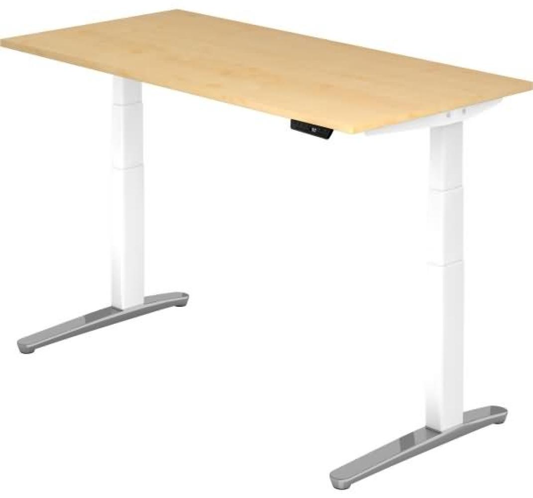 'XBHM16' Sitz-Steh-Schreibtisch elektrisch 160x80 cm Ahorn Weiß, poliert Bild 1
