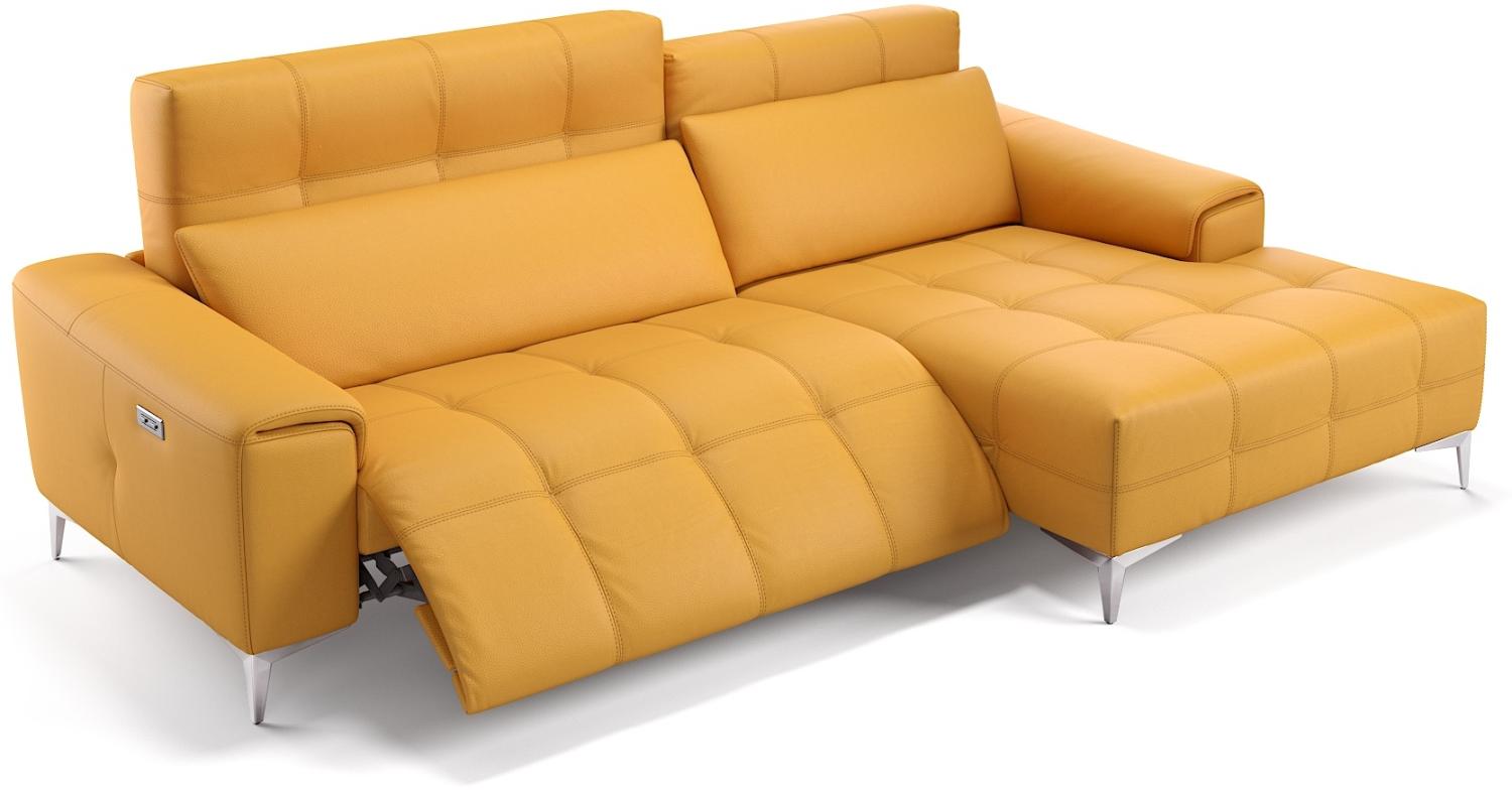 Sofanella SALENTO Ecksofa Ledercouch Funktionssofa Sofa in Gelb M: 262 x 163 Breite x 100 Tiefe Bild 1