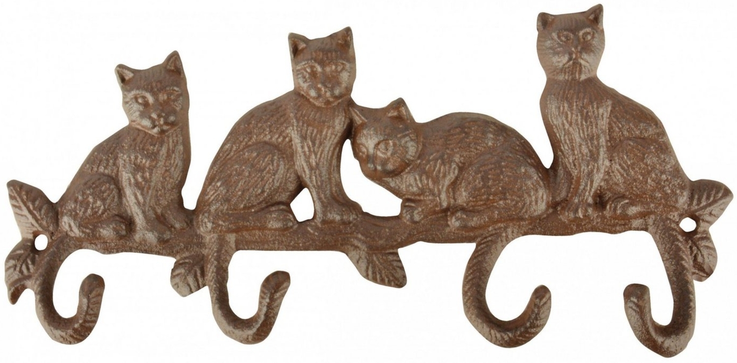 Dekowunder Garderobenhalter Katzen Wandhaken Haken Garderobe Leiste Gusseisen braun Landhaus Bild 1