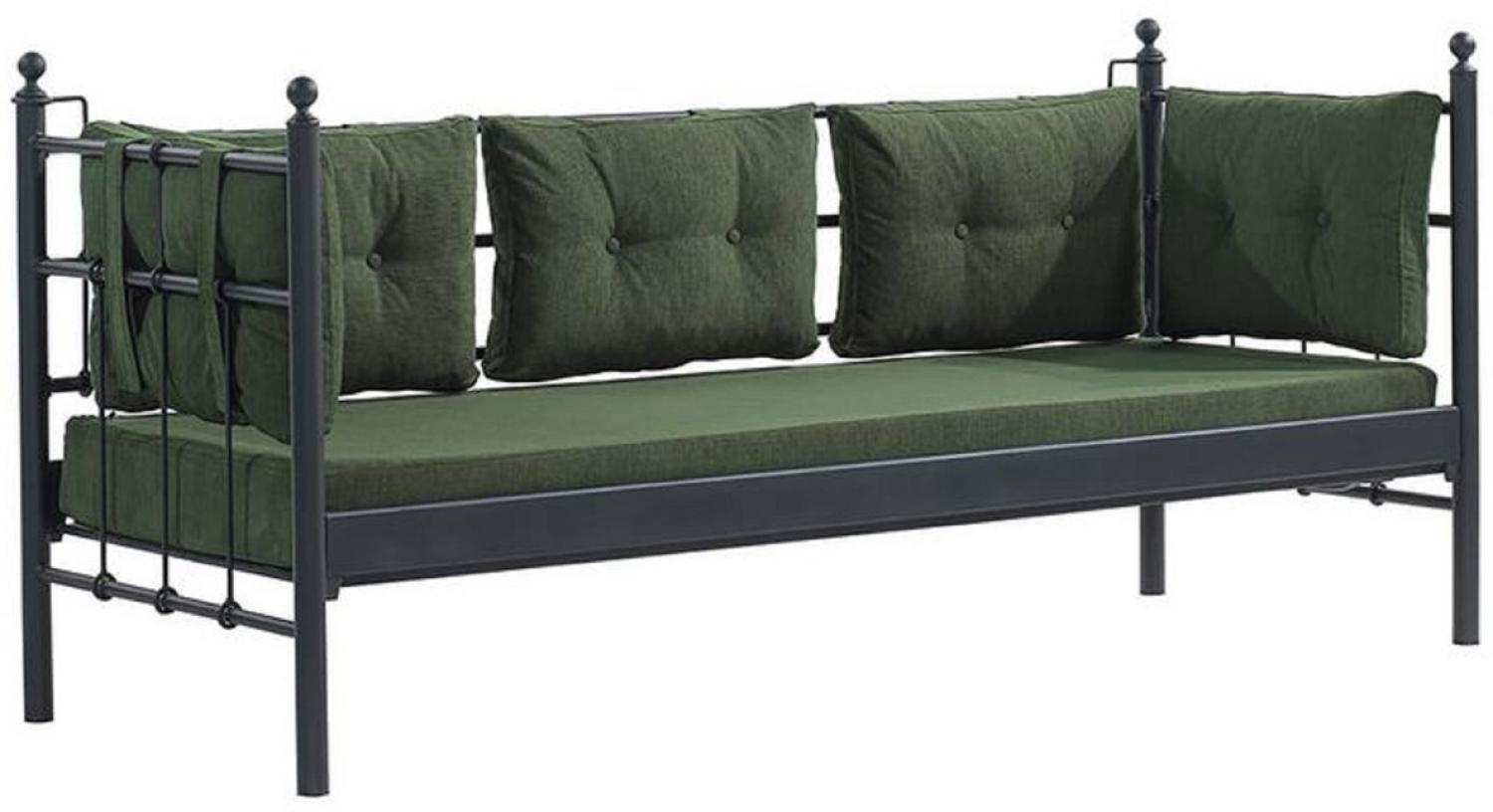 Casa Padrino Jugendstil Gartensofa Schwarz / Dunkelgrün 200x70 x H. 92 cm - Garten Sofa - Terrassen Sofa - Garten & Terrassen Möbel Bild 1