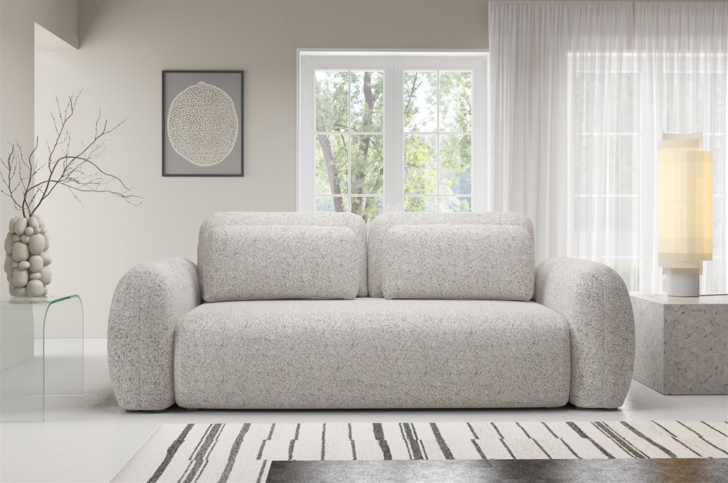 Sofa 3-Sitzer mit Schlaffunktion GASTON in Stoff Puente Beige Bild 1