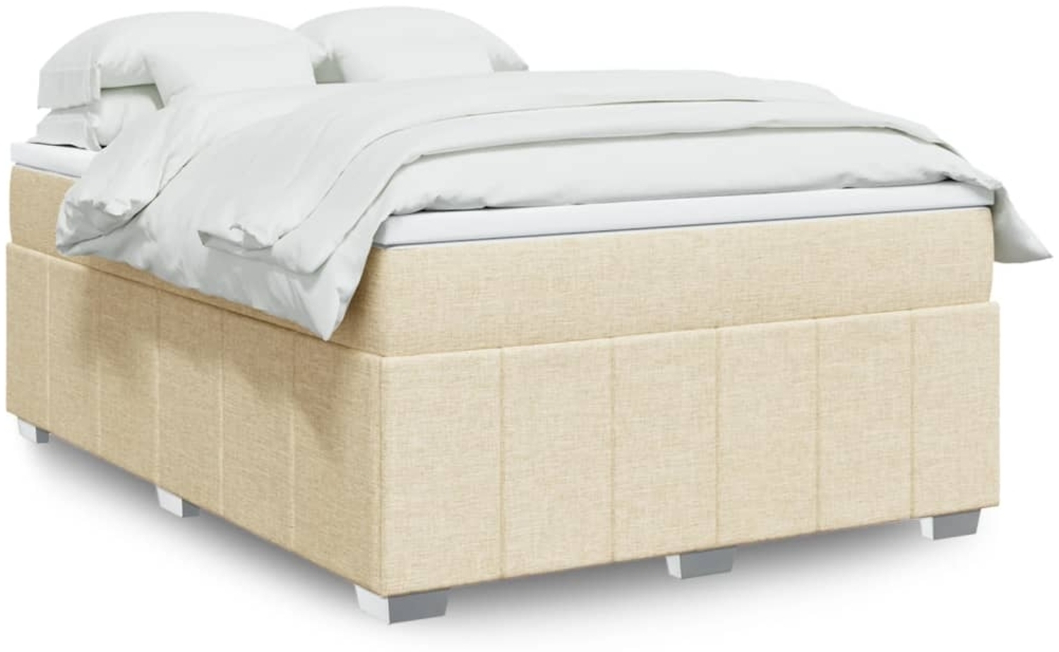 vidaXL Boxspringbett mit Matratze Creme 140x190 cm Stoff 3285475 Bild 1