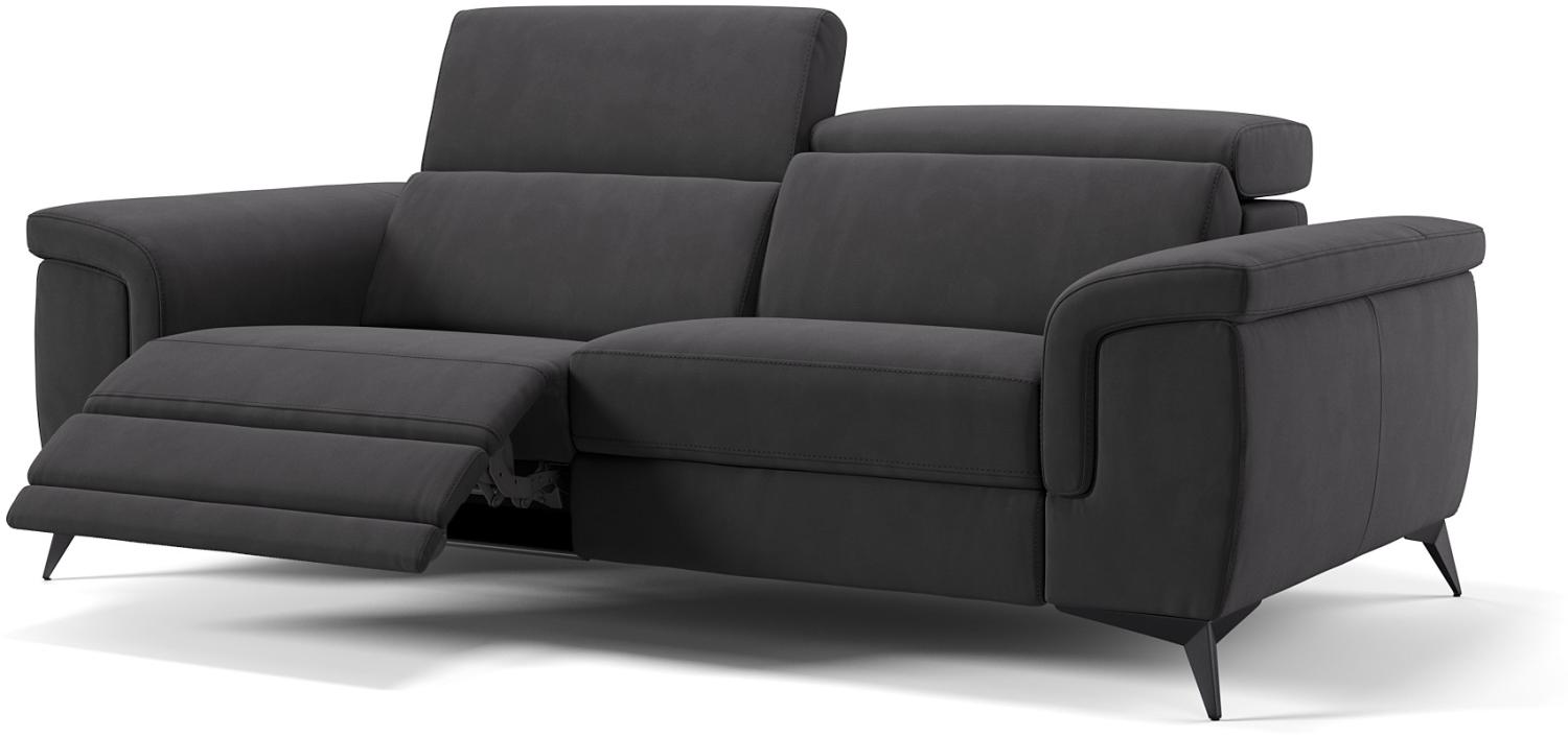 Sofanella 3-Sitzer AMARO Stoffsofa Relaxfunktion Designersofa in Schwarz Bild 1