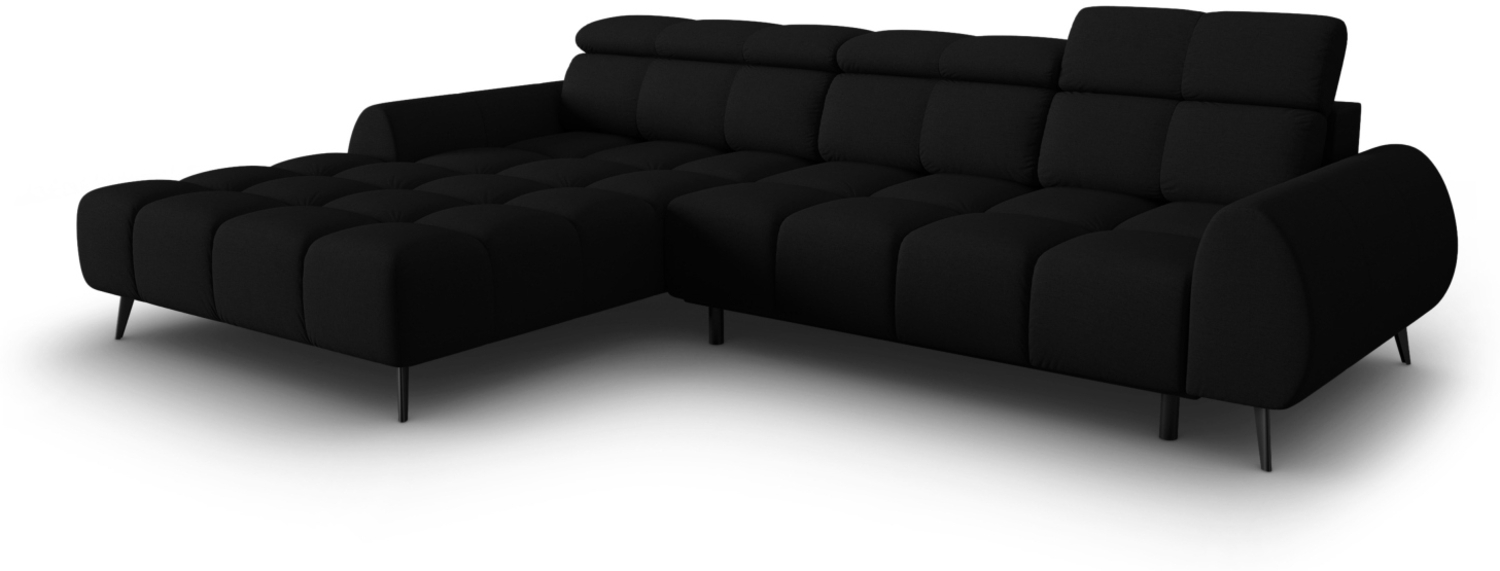 Micadoni Ecksofa Alyse 5-Sitzer Strukturierter Stoff Schwarz Links Bild 1