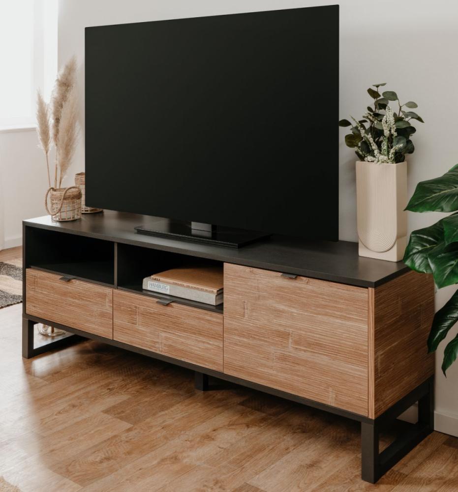 TV-Lowboard Sumatra in Bambus und anthrazit 160 cm Bild 1