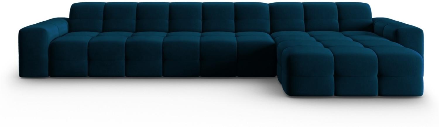 Micadoni 5-Sitzer Samtstoff Ecke rechts Sofa Kendal | Bezug Navy Blue | Beinfarbe Black Beech Wood Bild 1