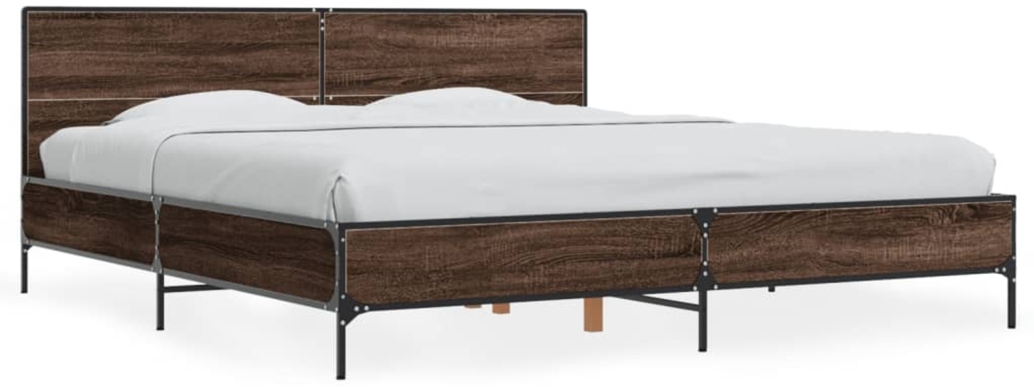 vidaXL Bettgestell Braun Eichen-Optik 180x200 cm Holzwerkstoff Metall 3280016 Bild 1