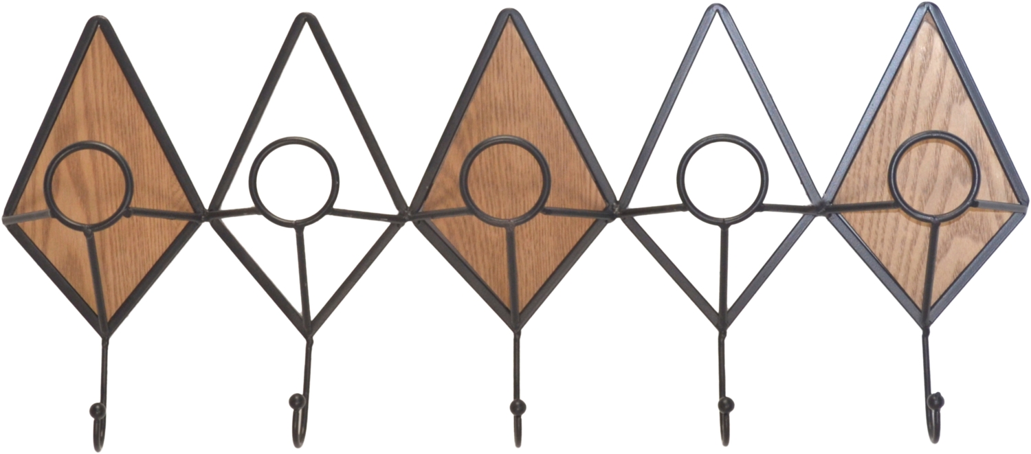 Wandgarderobe, Hakenleiste mit 5 Doppelkleiderhaken, schwarz Bild 1