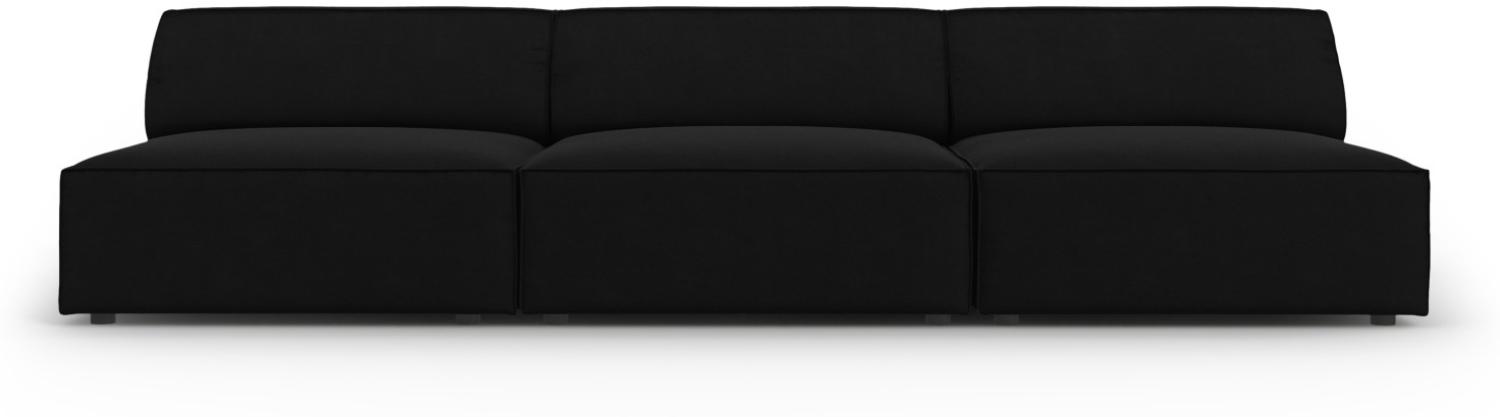 Micadoni 3-Sitzer Samtstoff Sofa Jodie | Bezug Black | Beinfarbe Black Plastic Bild 1