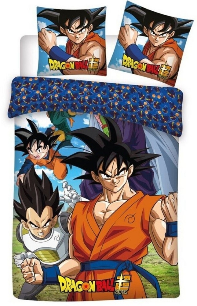 Dragon Ball Bettwäsche Anime Dragon Ball Goku Flanell Bettwäsche Set, Bettdeckenbezug 135-140x200 cm Kissenbezug 65x65 100% Baumwolle Bild 1