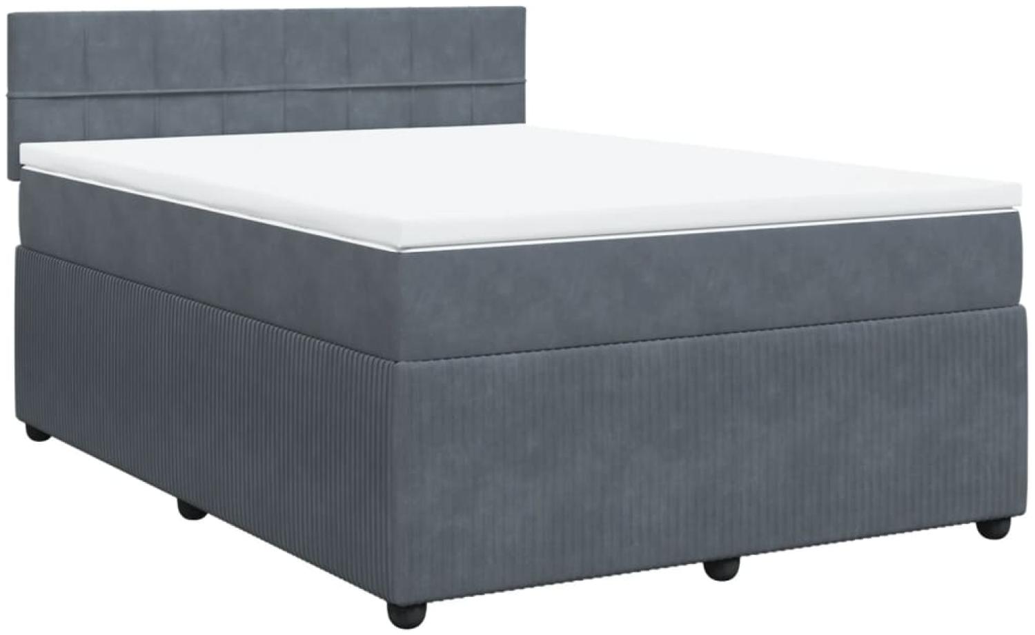 vidaXL Boxspringbett mit Matratze Dunkelgrau 140x190 cm Samt 3287735 Bild 1