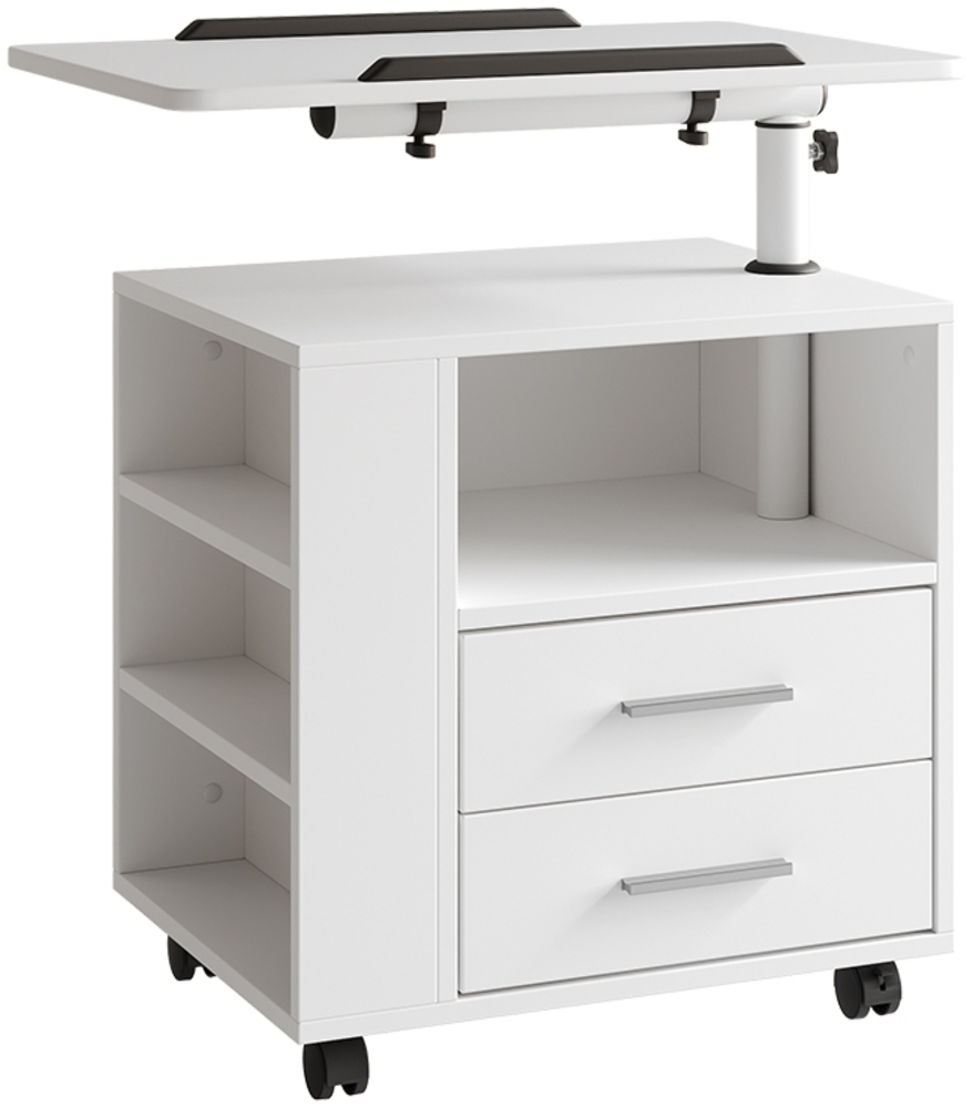 Nachttisch Bora Weiß 60 x 69 cm mit 2 Schubladen Vicco Bild 1