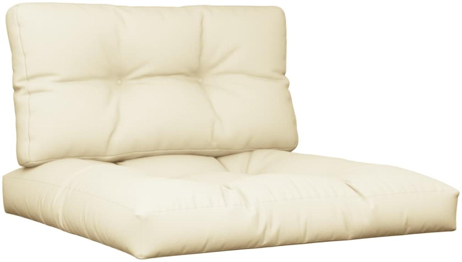 vidaXL Palettenkissen 2-tlg., Stoff, Creme Bild 1