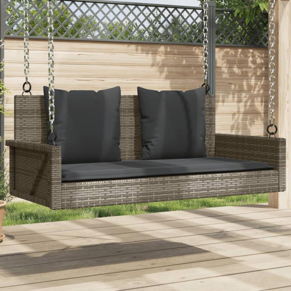 vidaXL Hängebank mit Kissen Grau 119x56x48 cm Poly Rattan 365631 Bild 1