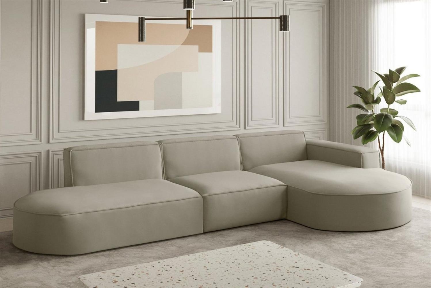 Ecksofa Designersofa PALMA in Stoff Opera Velvet Pearl Ottomane Rechts Bild 1