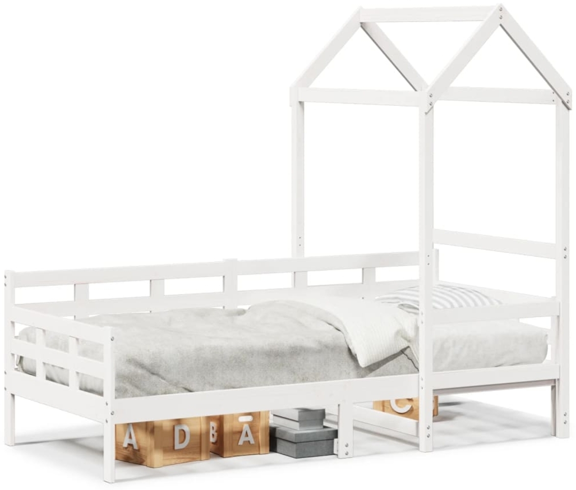 vidaXL Tagesbett mit Dach Weiß 80x200 cm Massivholz Kiefer 3282327 Bild 1