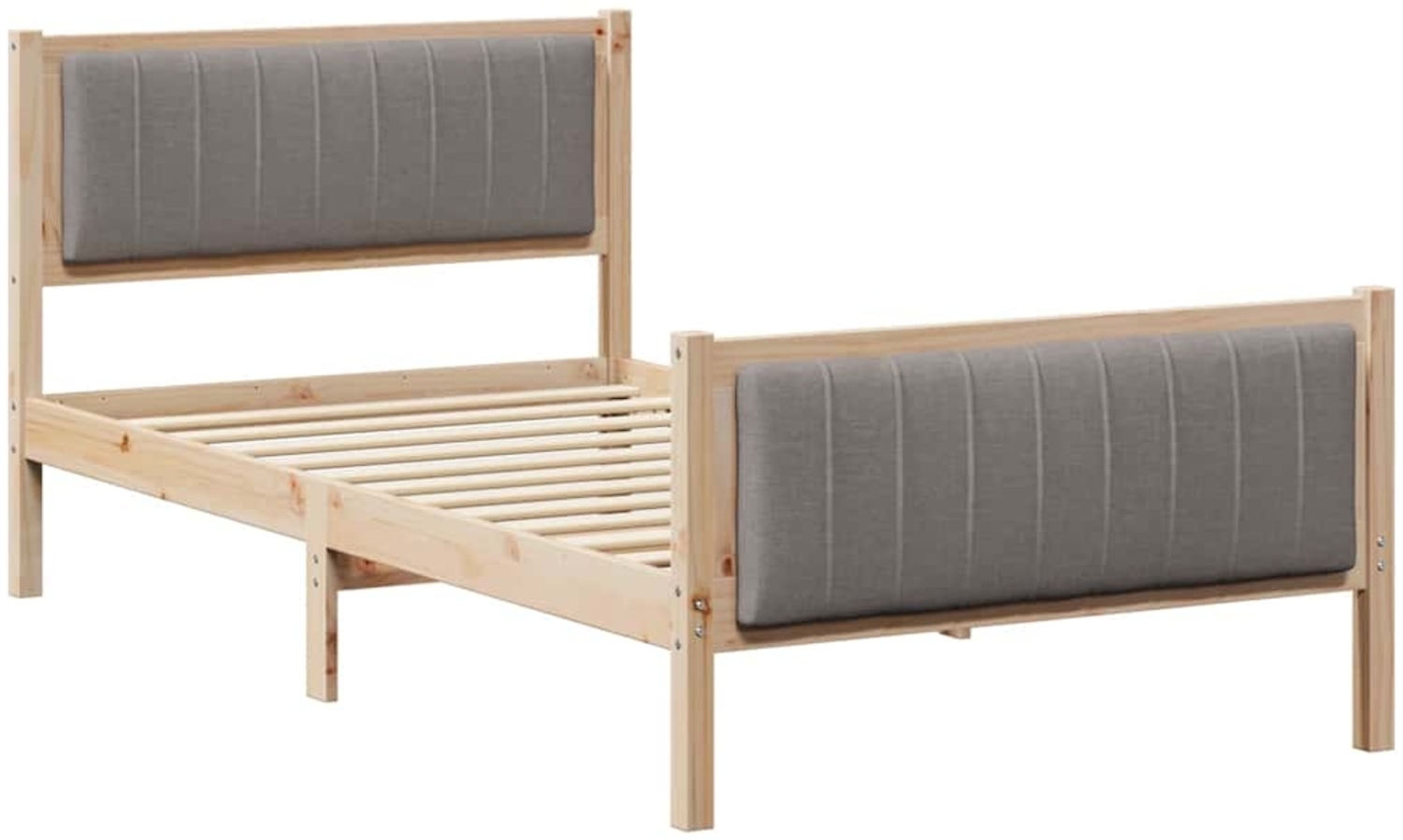 vidaXL Bettgestell Braun und Taupe 100 x 200 cm Massivholz Kiefer 878492 Bild 1