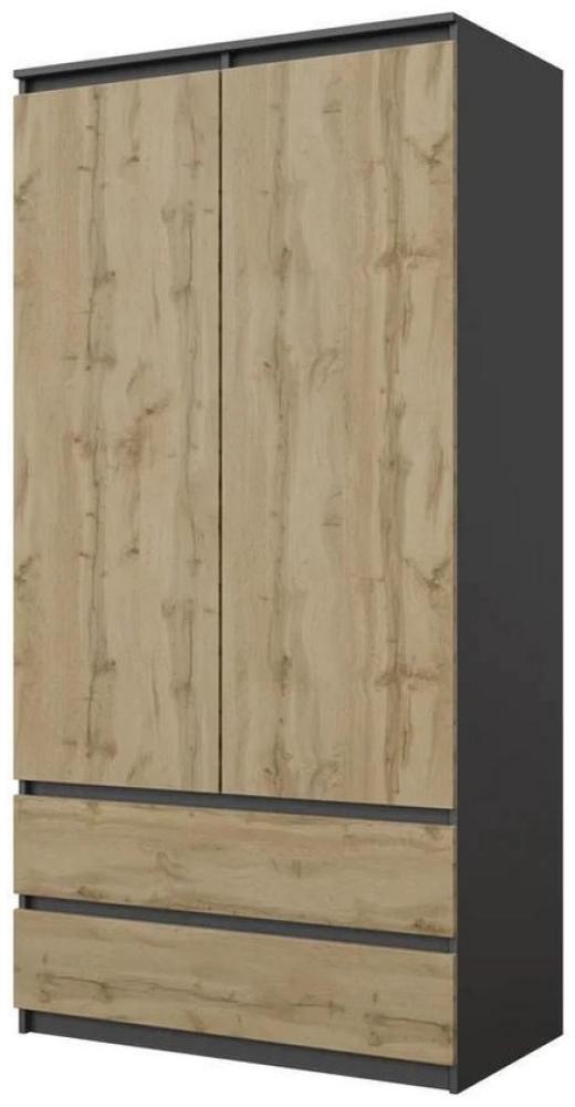 Furnica Kleiderschrank Joelle Anthrazit Grau, 2 Türen und 2 Schubladen H180cm B90cm T50cm Bild 1