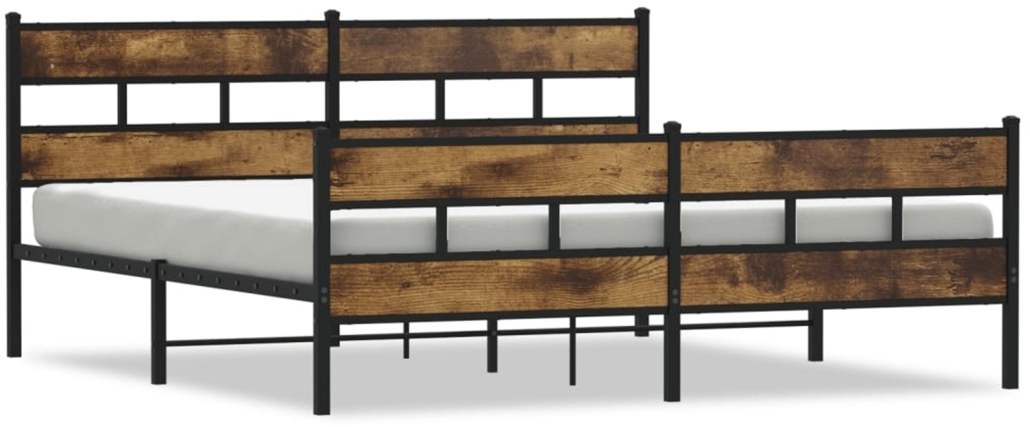 vidaXL Metallbett ohne Matratze Räuchereiche 200x200 cm 3308469 Bild 1