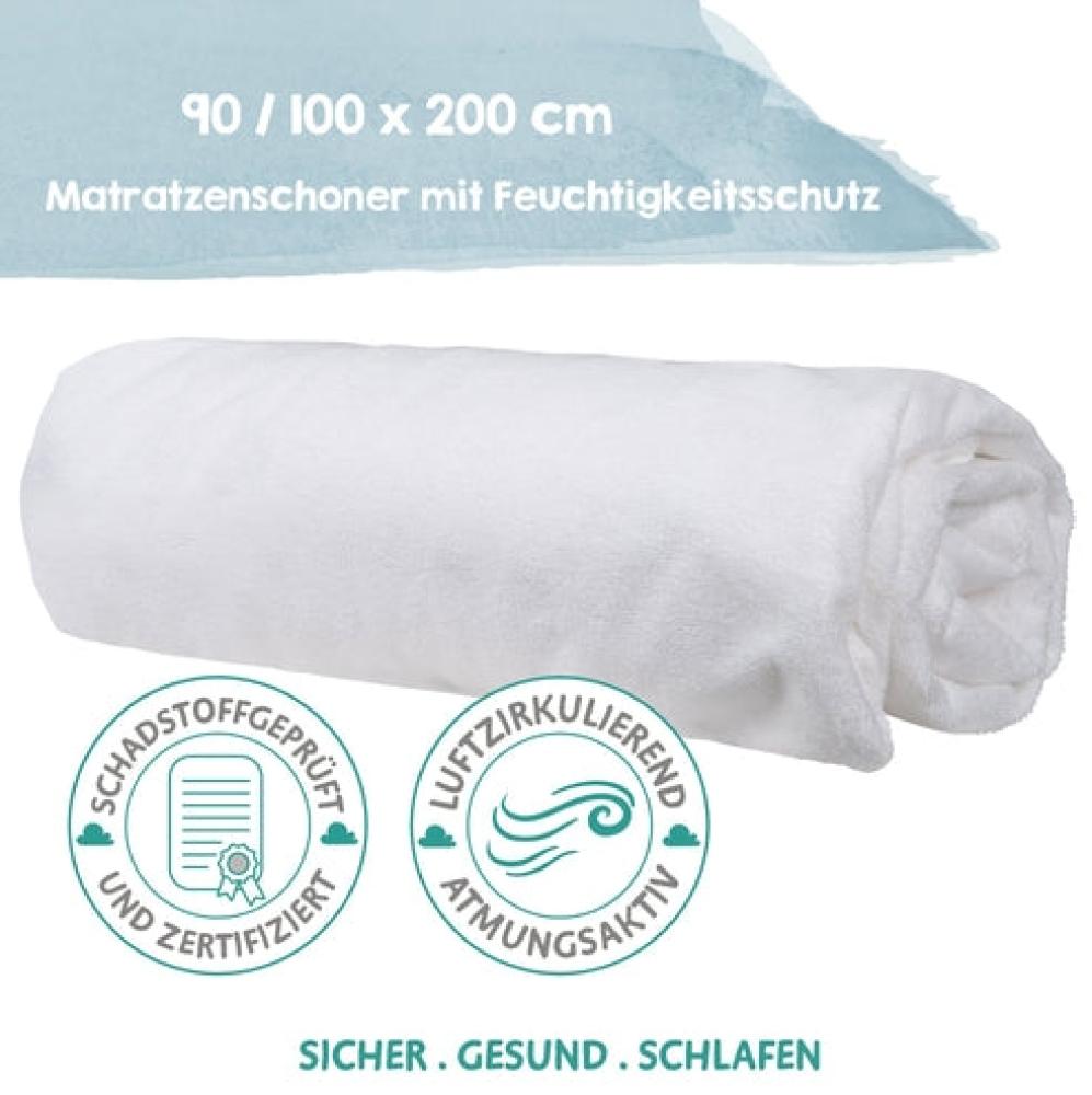 Roba 'Safe Asleep' Spannbettlaken mit Feuchtigkeitsschutz, Baumwolle und Polyester, Weiß, 100x200 cm Bild 1