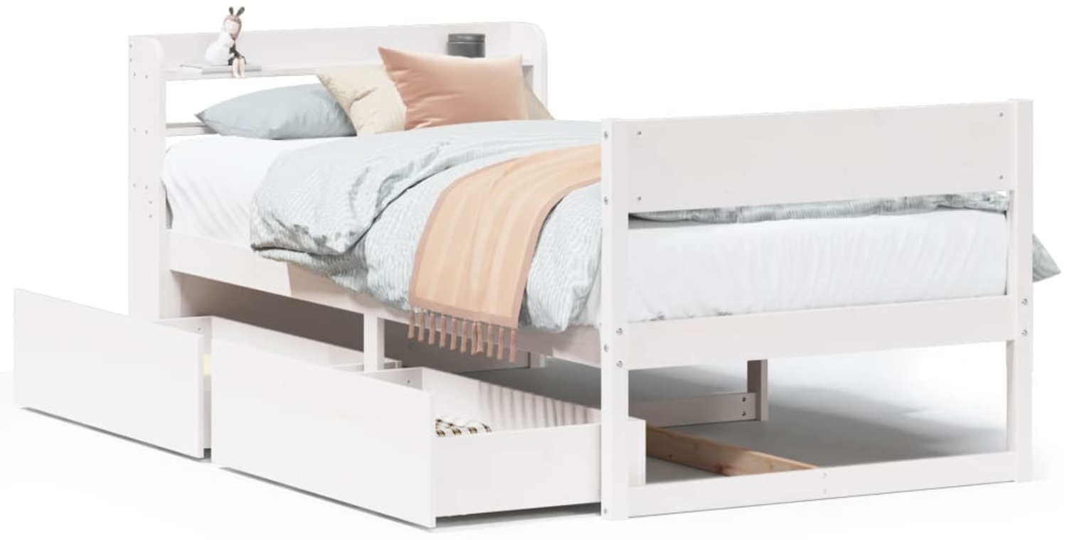 vidaXL Massivholzbett ohne Matratze Weiß 100x200 cm Kiefernholz 3307129 Bild 1