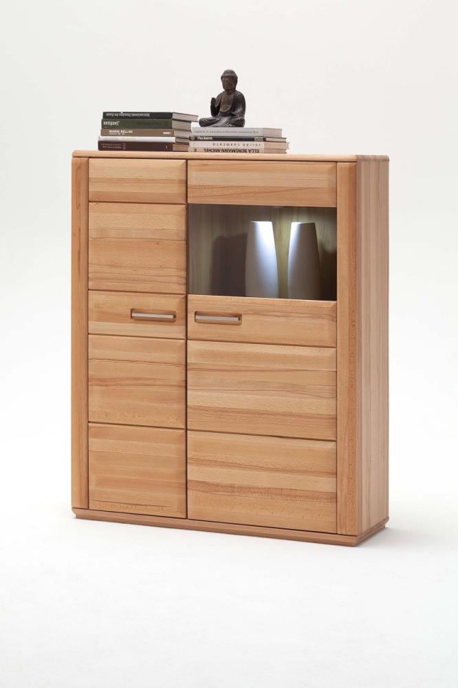 Kleines Highboard Sena - Kernbuche massiv - links Bild 1