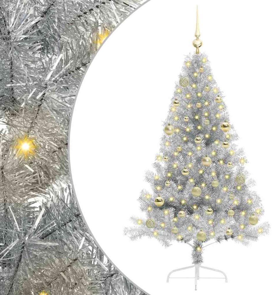 vidaXL Künstlicher vorbeleuchteter Weihnachtsbaum Silber 150 cm 3397197 Bild 1