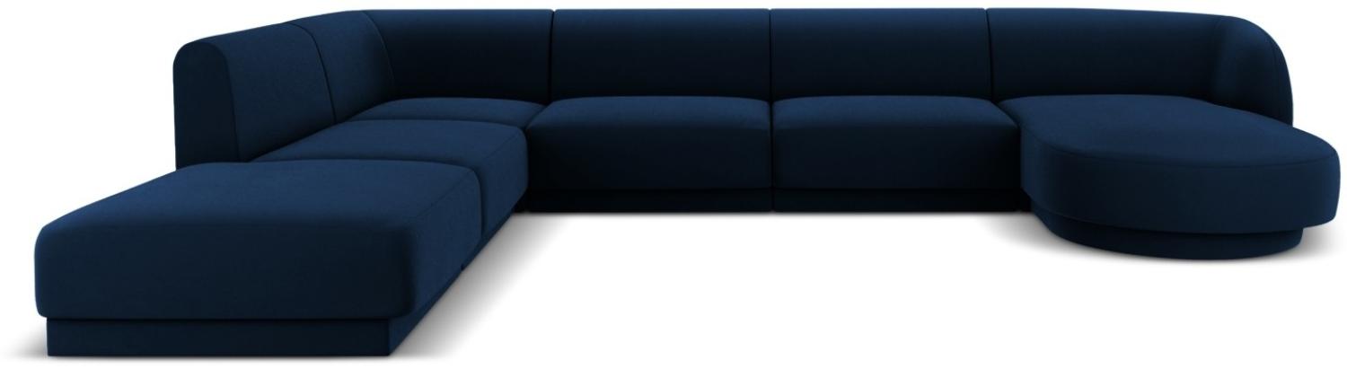 Micadoni 6-Sitzer Panorama Ecke links Sofa Miley | Beinfarbe Black Plastic, Königsblau, Samt Bild 1