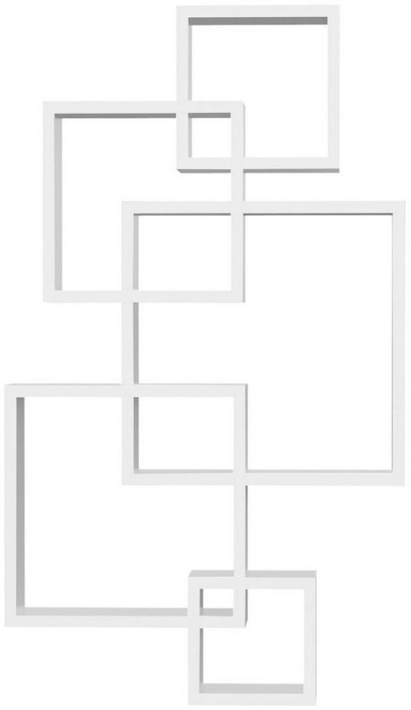 HOMCOM Wandregal Schweberegal, 5 Würfel, ineinandergreifend, 9 Fächer, Wandboard 1-tlg, Tannenholz, Weiß, 49.5 x 10.2 x 86 cm Bild 1