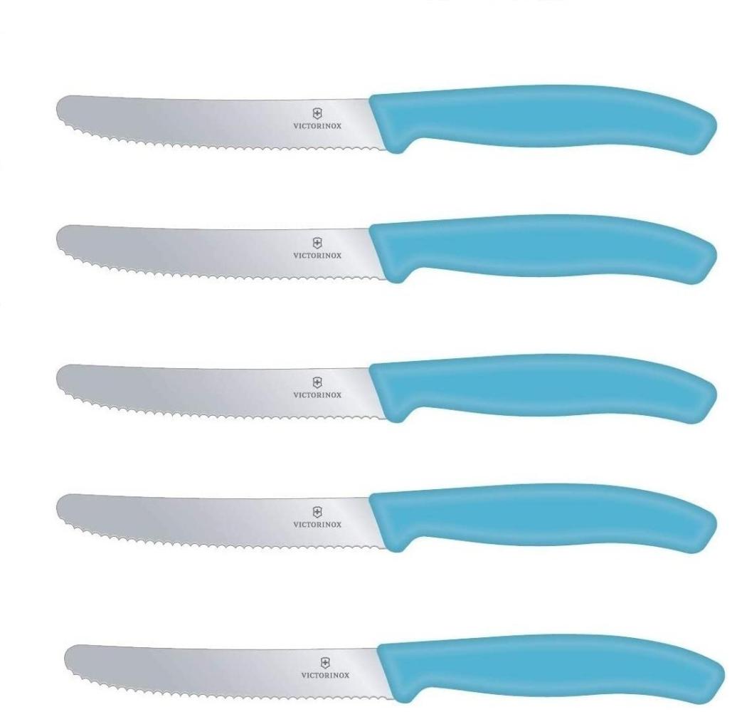 Victorinox Tomatenmesser Brötchenmesser Tafelmesser Set 5-teilig Swiss Classic (Karibikblau) Bild 1