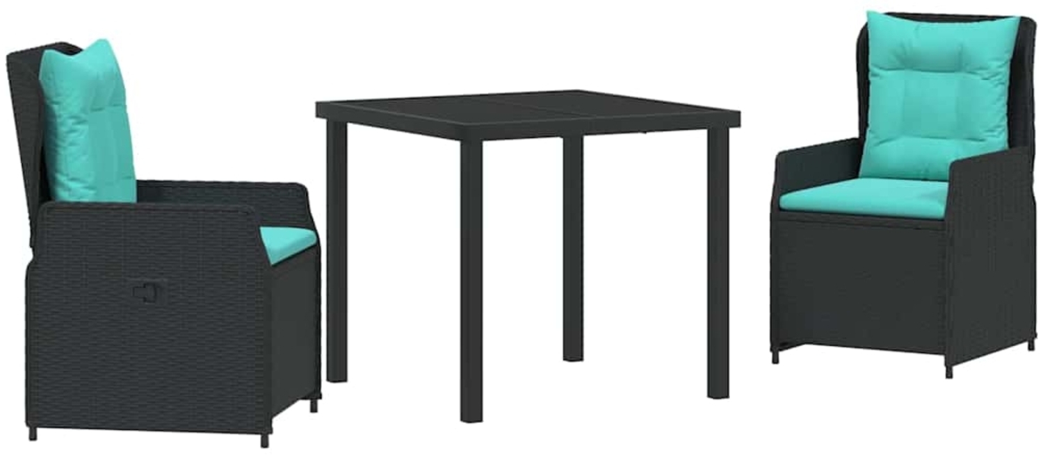vidaXL Garten Essgruppe 3 pcs Schwarz Poly Rattan 3381037 Bild 1