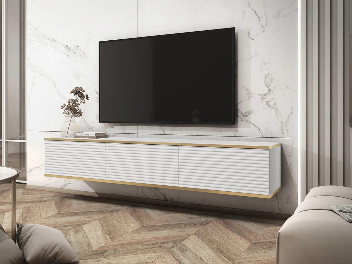 TV-Lowboard TV-Lowboard Orenate II (Farbe: Weiß / Weiß + Gold) Bild 1