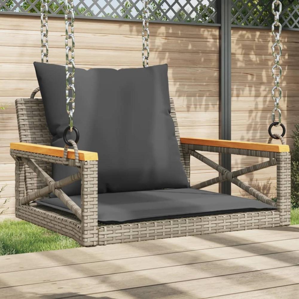 vidaXL Hängesessel mit Kissen Grau 63x62x40 cm Poly Rattan 368174 Bild 1