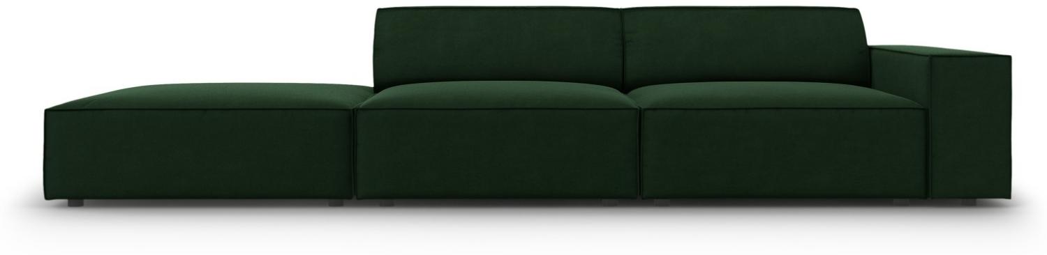 Micadoni 3-Sitzer Links Samtstoff Sofa Jodie | Bezug Bottle Green | Beinfarbe Black Plastic Bild 1