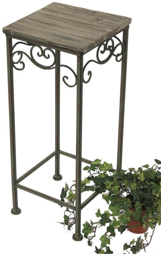 DanDiBo Blumenhocker Metall Eckig 64 cm Blumenständer 11134 Beistelltisch Pflanzenständer Holzablage Blumensäule Bild 1