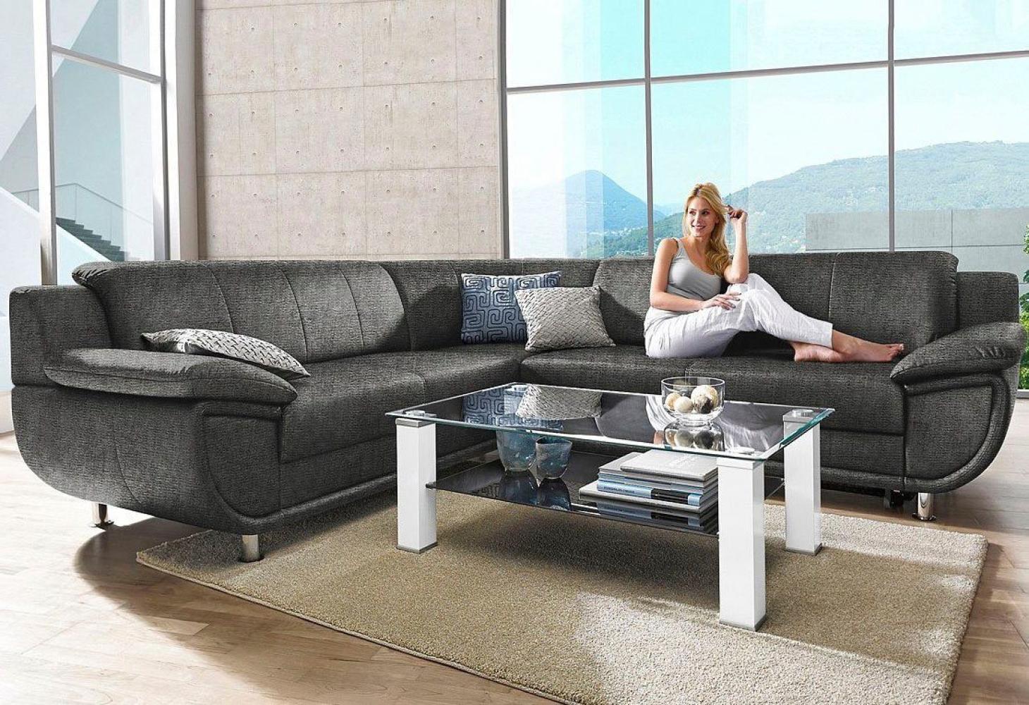 TRENDMANUFAKTUR Ecksofa Rondo wahlweise mit Schlaffunktion, 267x247 cm (BxT), breite Armlehnen, L-Form, wahlweise mit Federkern bestellbar, Füße chromfarben Bild 1