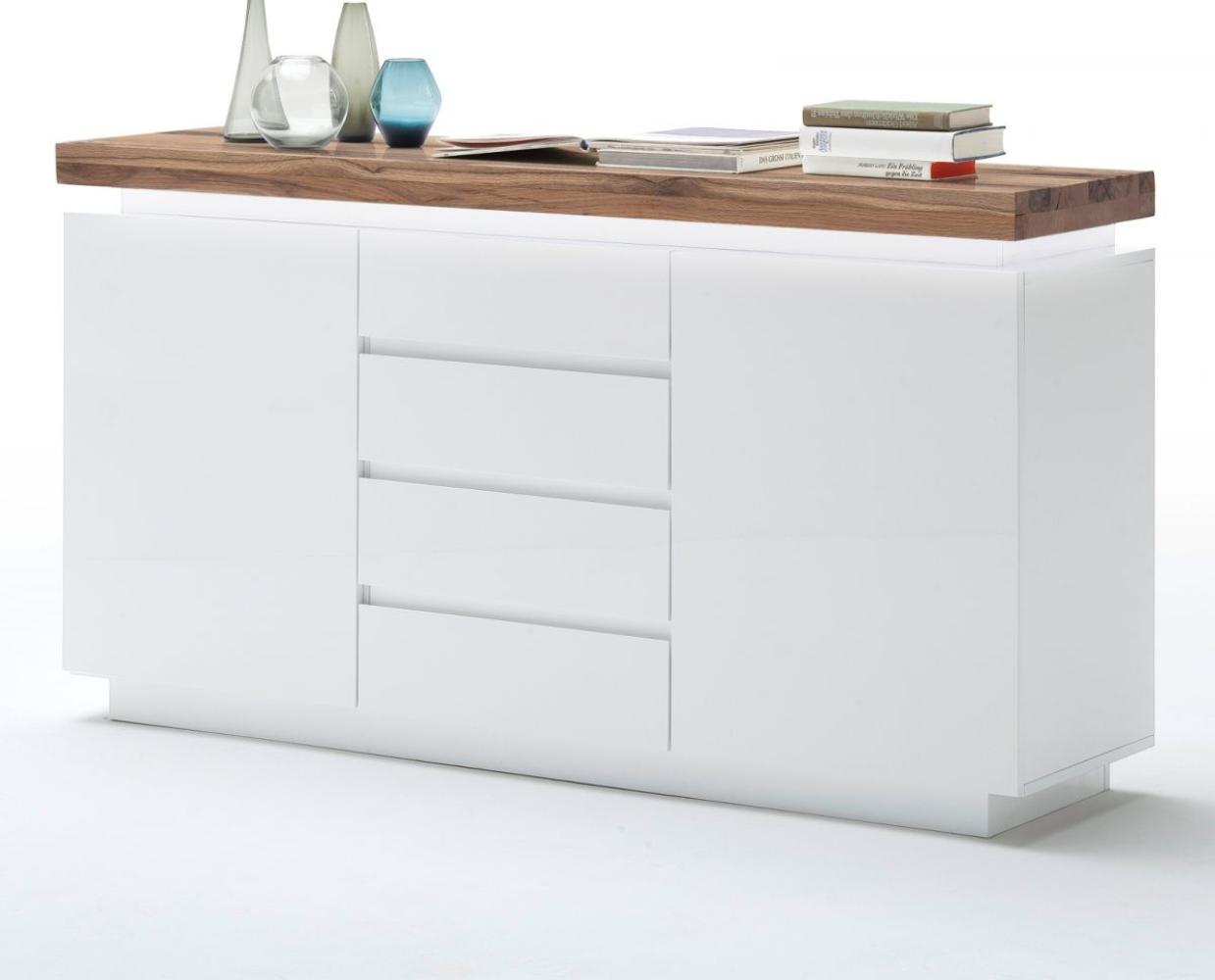 Romina Sideboard - Weiß matt Eiche massiv Bild 1