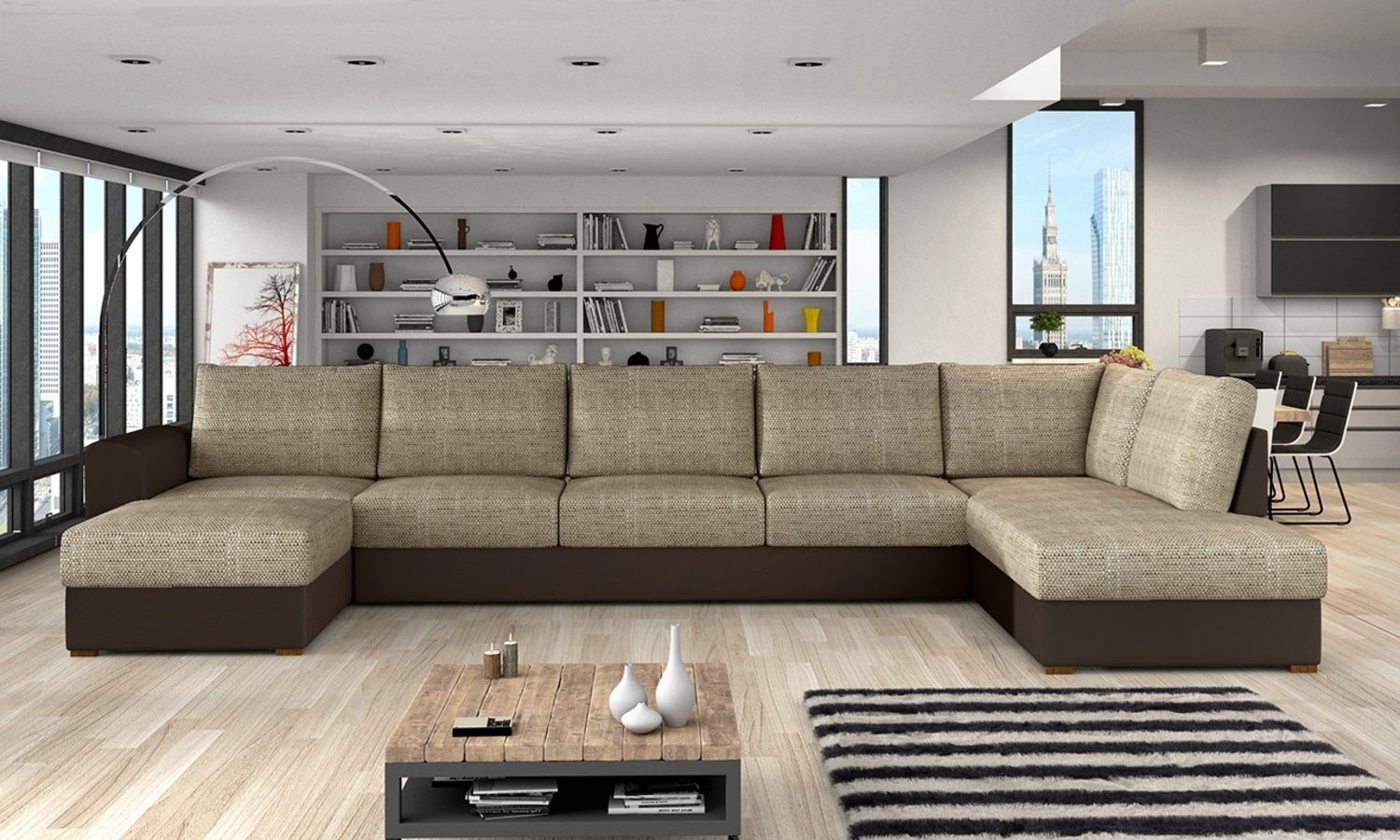 Ecksofa Wilma Large für große Räume, 2 Bettkasten und Schlaffunktion (Soft 066 + Lawa 02, Seite: Rechts) Bild 1