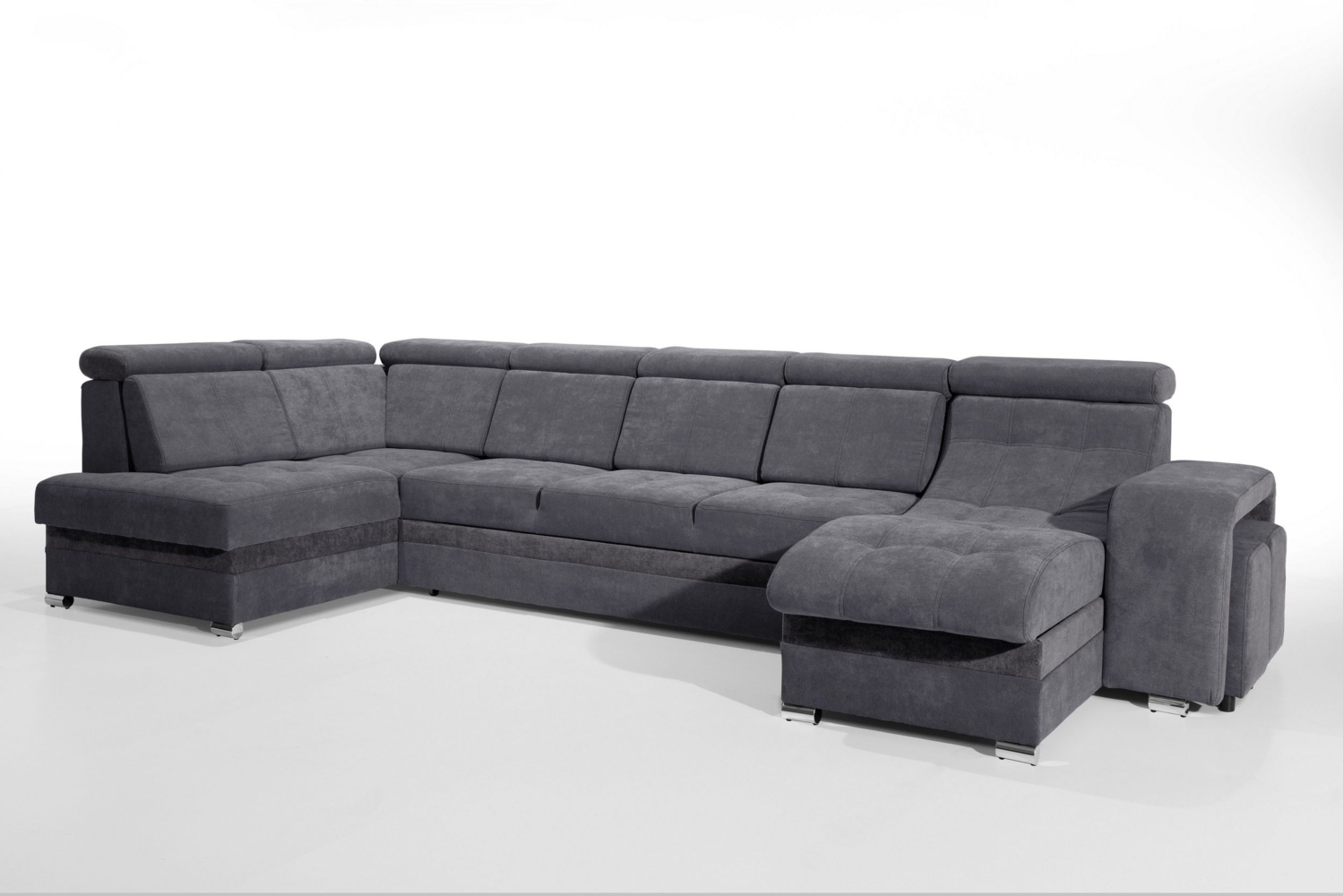 robin Big-Sofa L-Form Ecksofa: Schlaffunktion, 2 Bettkästen, 7 Kopfstützen anthrazit (H 95 x T 180/169 x B 392 cm) Bild 1